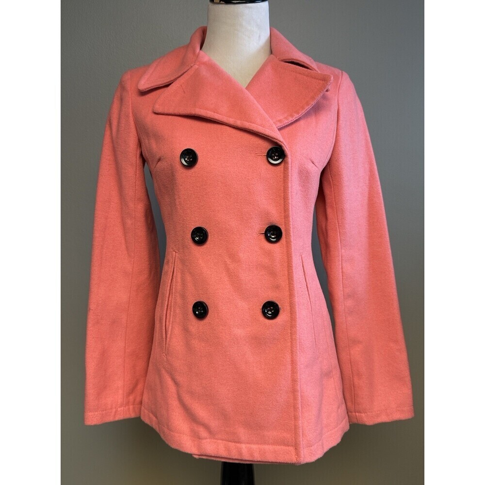 New York & Company Wool Blend Peacoat XS Pink Double Breasted